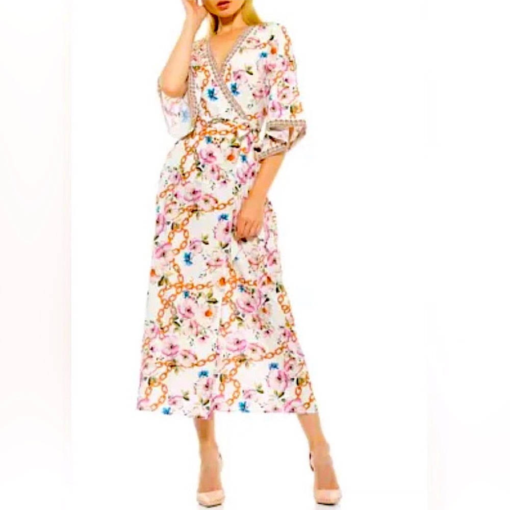 Alexia🩵Admor Women's printed Kaylee Kimono wrap midi Dress. XS/S BRAND NEW!!